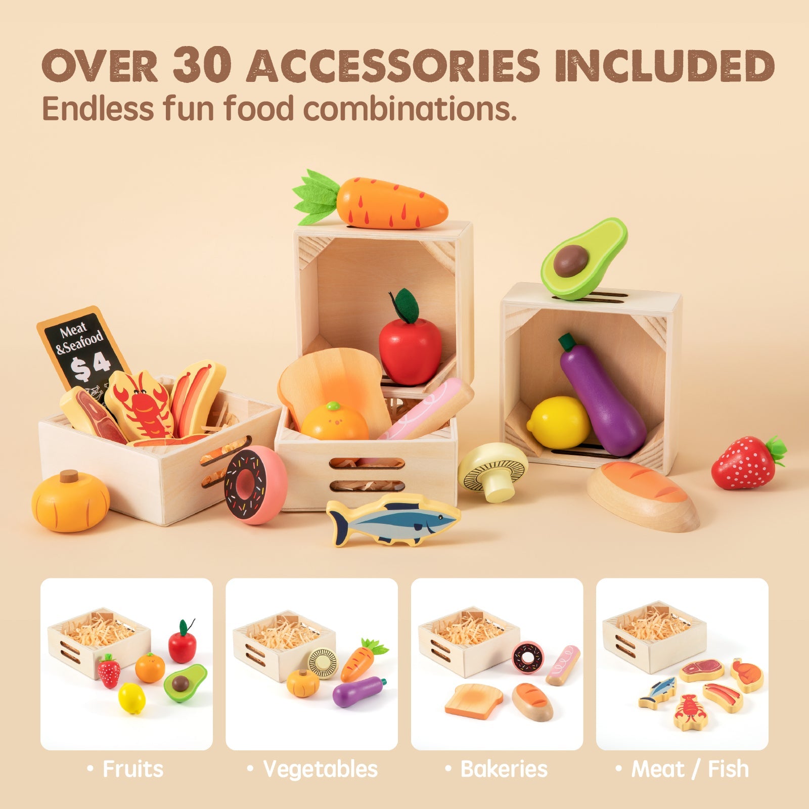 Wooden Play Food Set