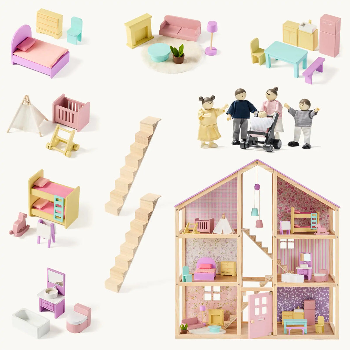 Unicorn Dollhouse Doll Set