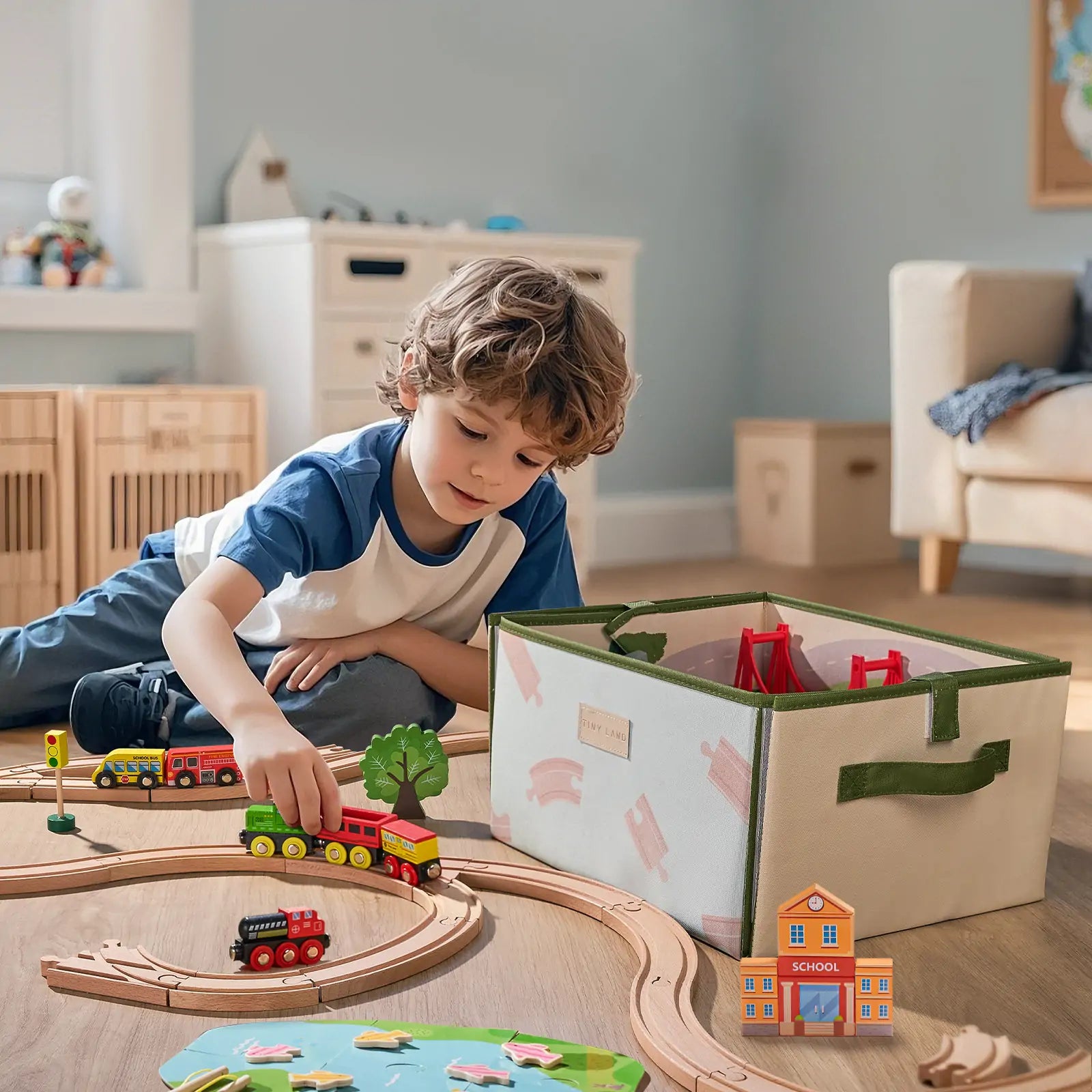 Wooden Train Storage Set