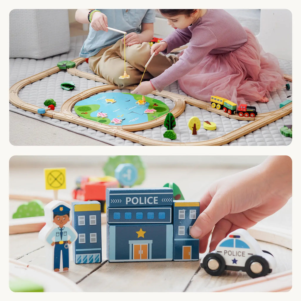 Wooden Train Storage Set
