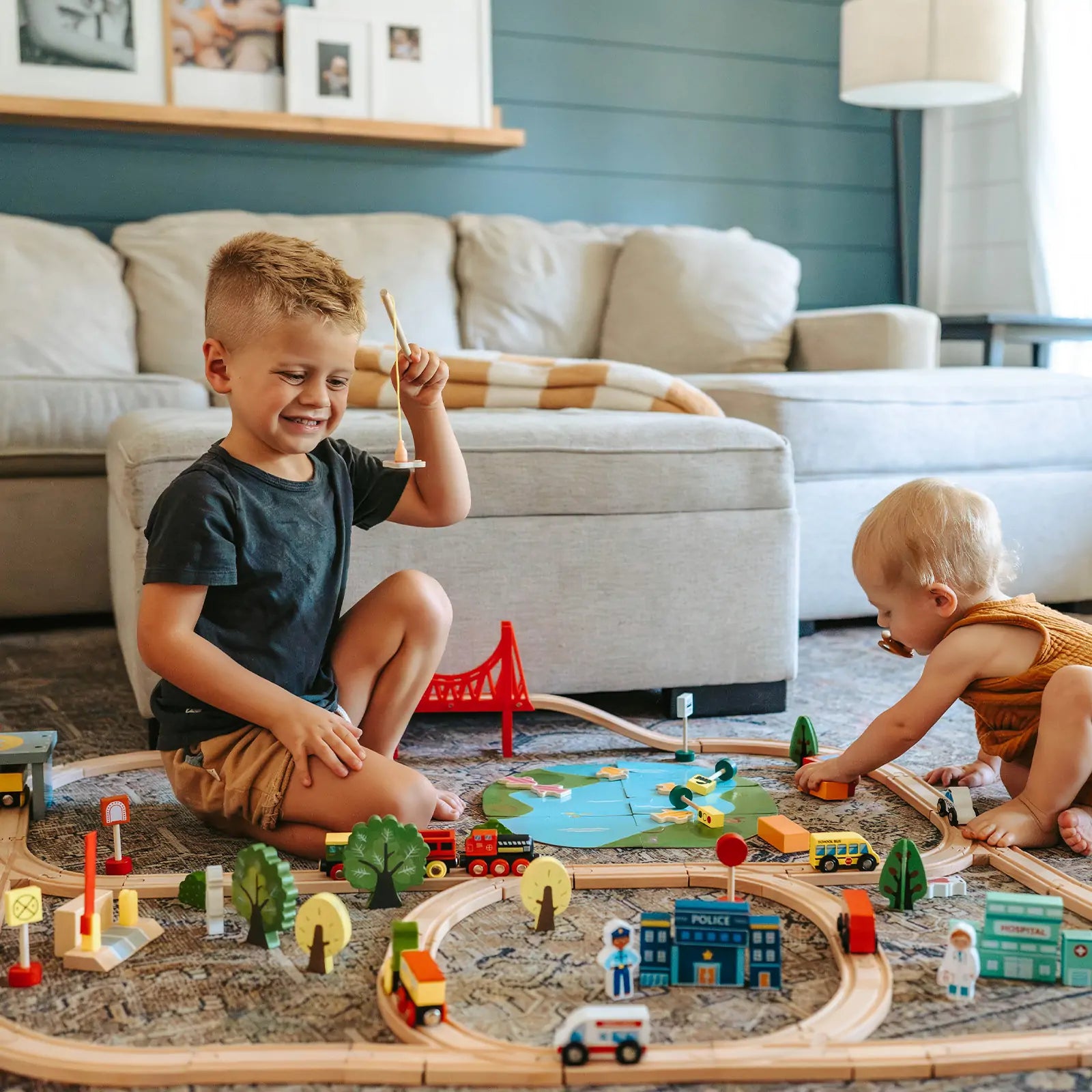 Wooden Train Storage Set