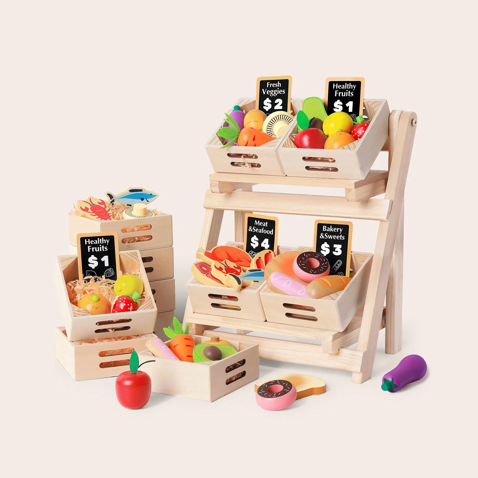 Wooden Food Rack Set