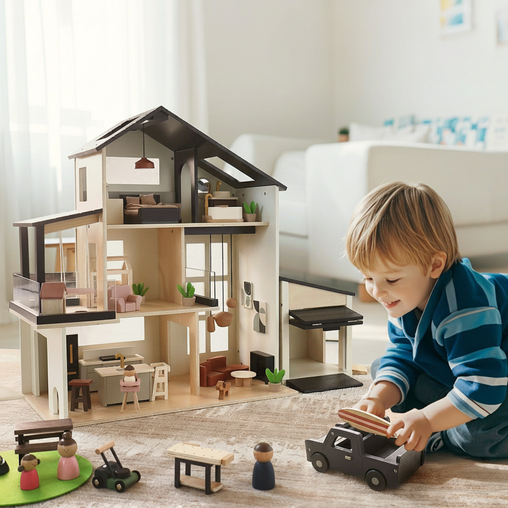 Wooden Dollhouse Garage